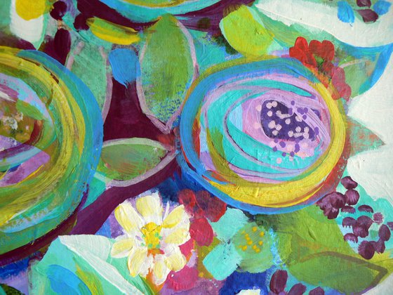 Vase of flowers #2 (semi abstract colourful floral / flower painting)