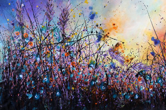 When The Night Falls #3  - Super sized original floral landscape