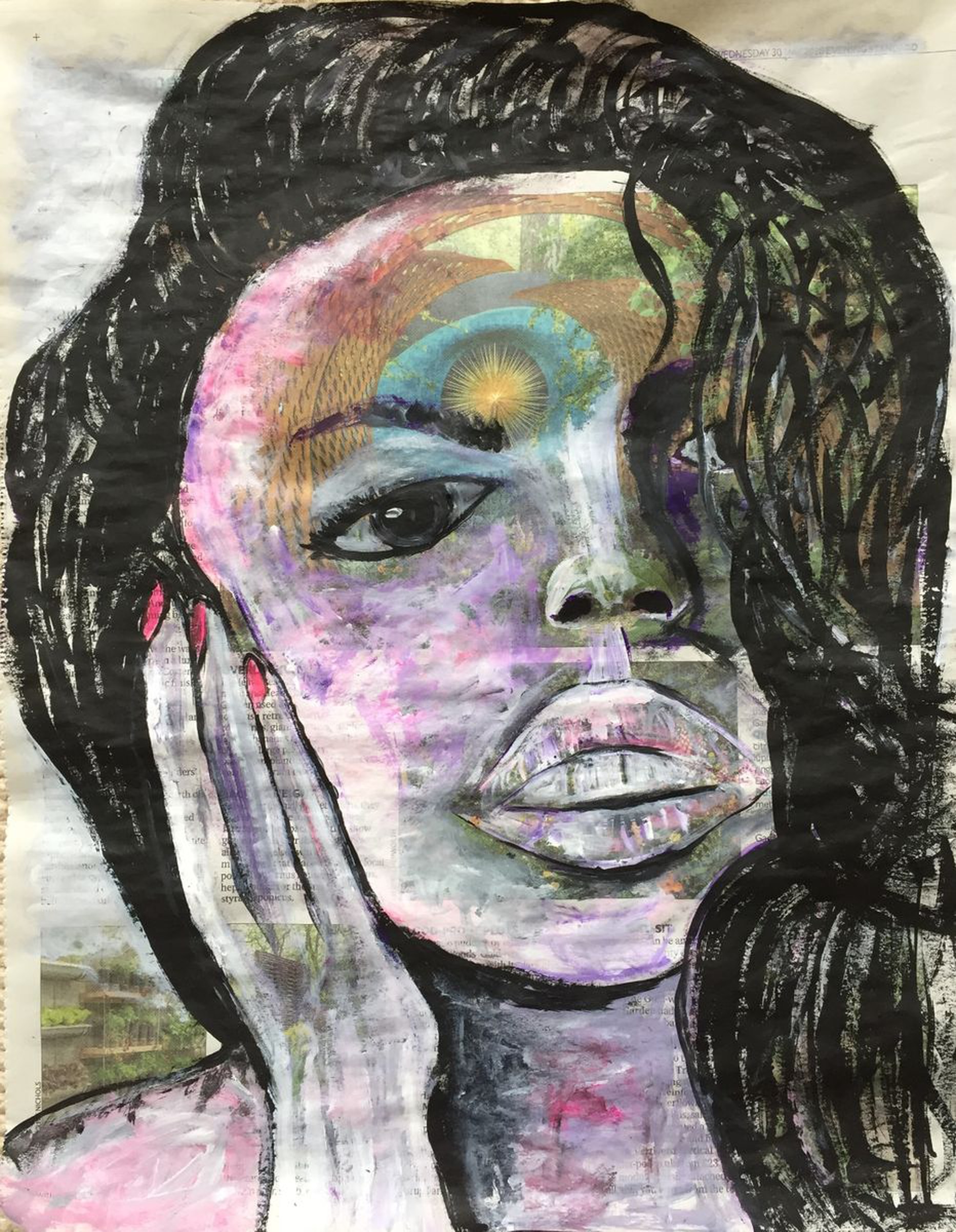 Face Portrait I Newspaper Art Portraits Woman Fa Artfinder