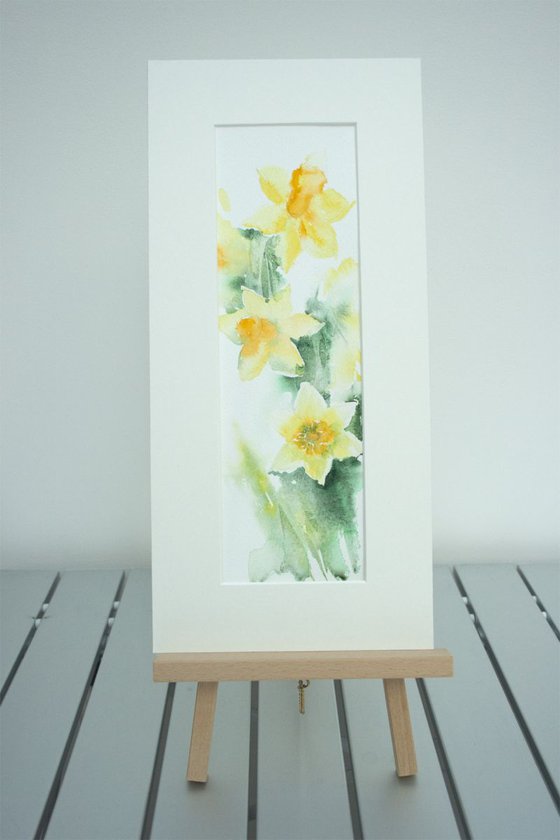 Dancing in the Breeze - Daffodil painting, Spring Floral Art, Original Watercolour Painting