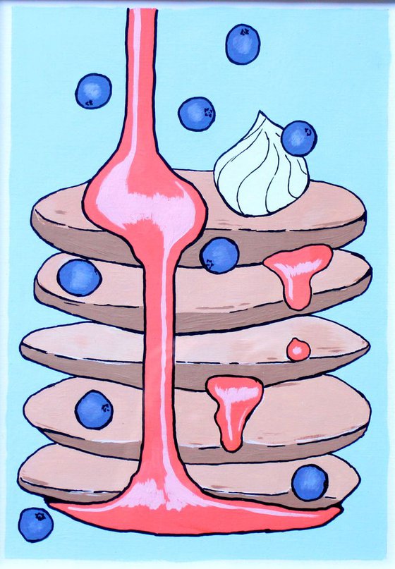 Pancake Tower Pop Art Painting On A4 Paper Unframed