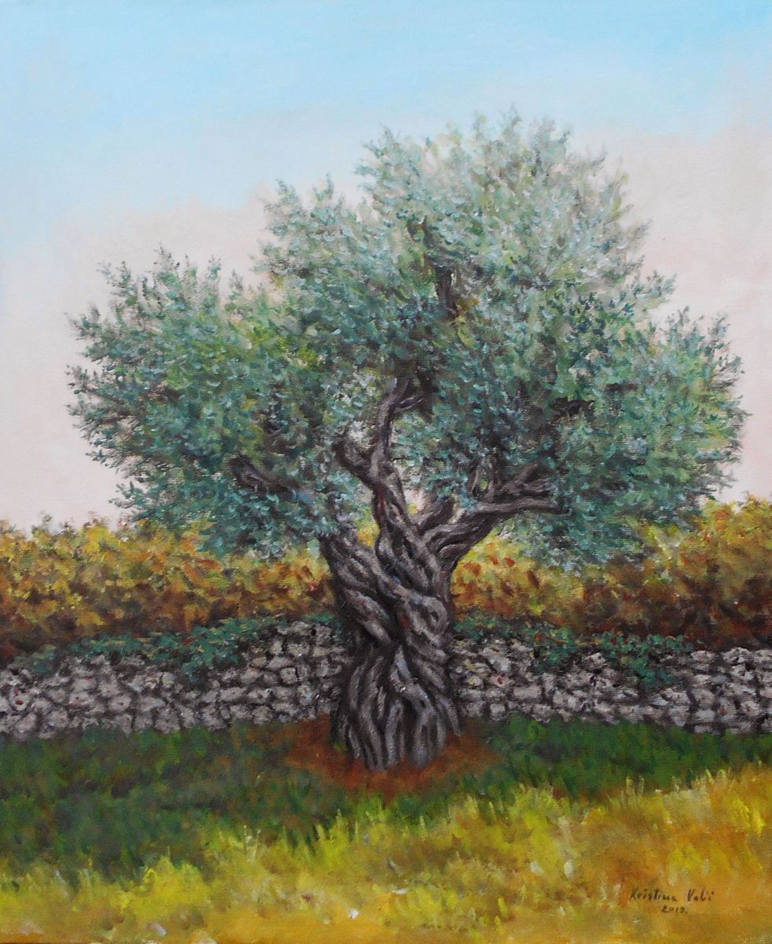 olive tree acrylic painting