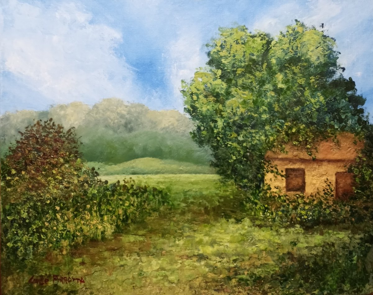 The Cottage 16 x 20 Oil on Canvas Board by Louise Pirrotta