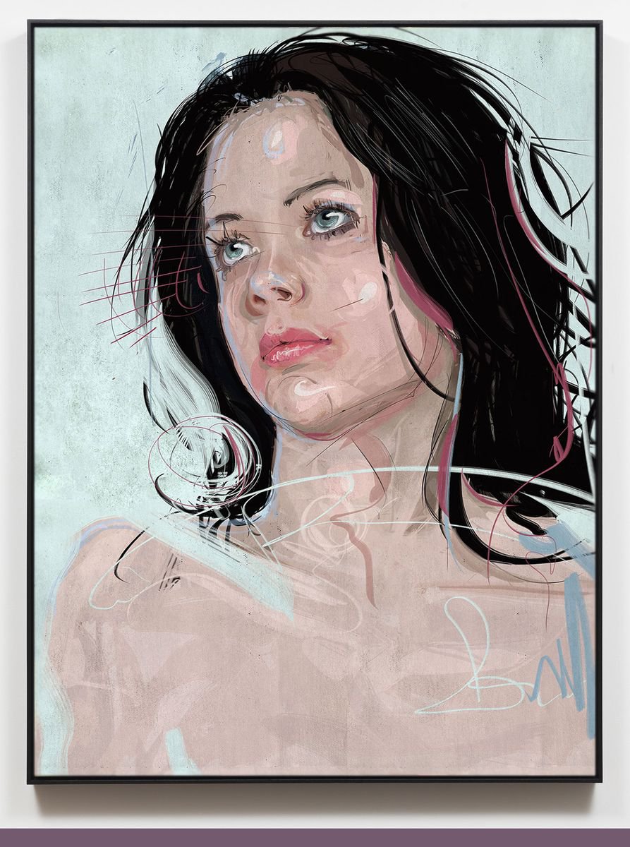 Impressionistic Portrait Acrylic Painting By Dario Moschetta, 24 X 31, Portrait 407, Original Artwork