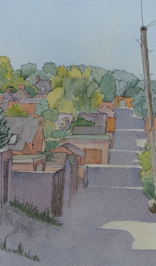 Back Alley on a Summers Evening - Original Pen & Wash by JANE DENTON