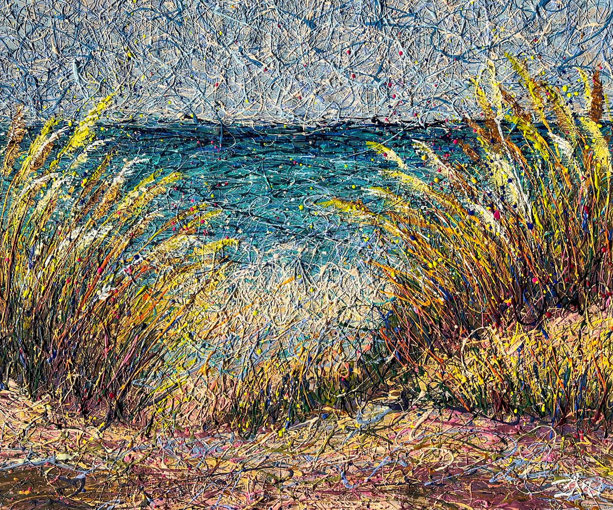 Impressionistic Landscape Acrylic Painting By Nadiia Antoniuk, 47 X 37", Joy To The Soul, Original Artwork