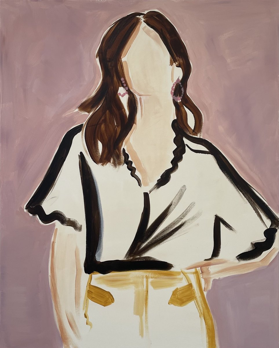 Expressive Portrait Acrylic Painting By Elise Mendelle, 26 X 31, Trust, Original Artwork