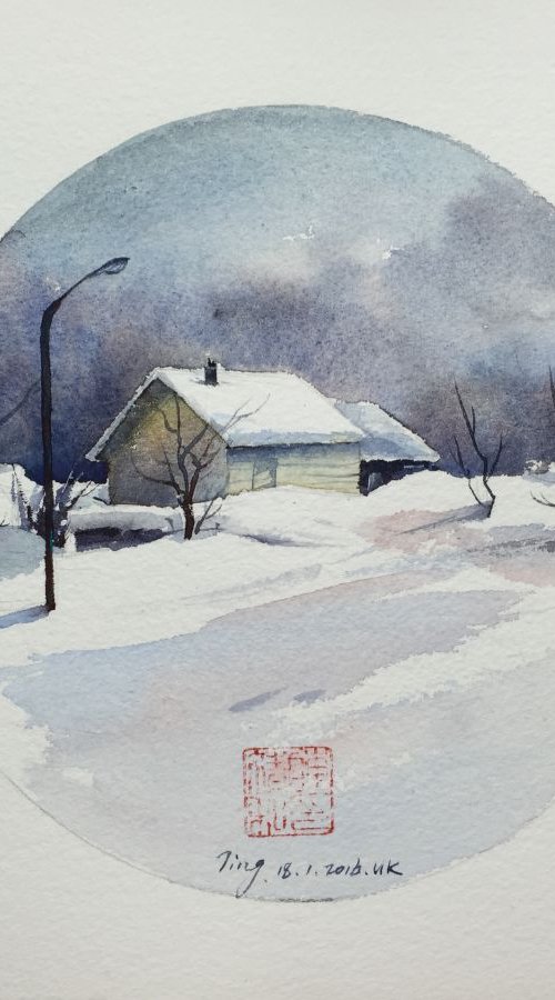 Snowy Cabin 3 by Jing Chen