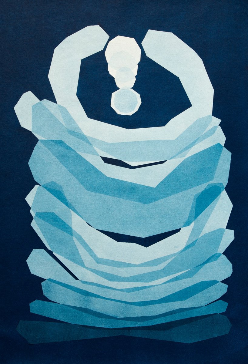 Abstract Acrylic Painting By Catia Goffinet, 24 X 34, Force 1, Original Artwork