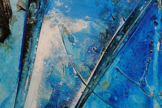 Washed Rust 160cm x 100cm Blue Rustic Abstract Art
