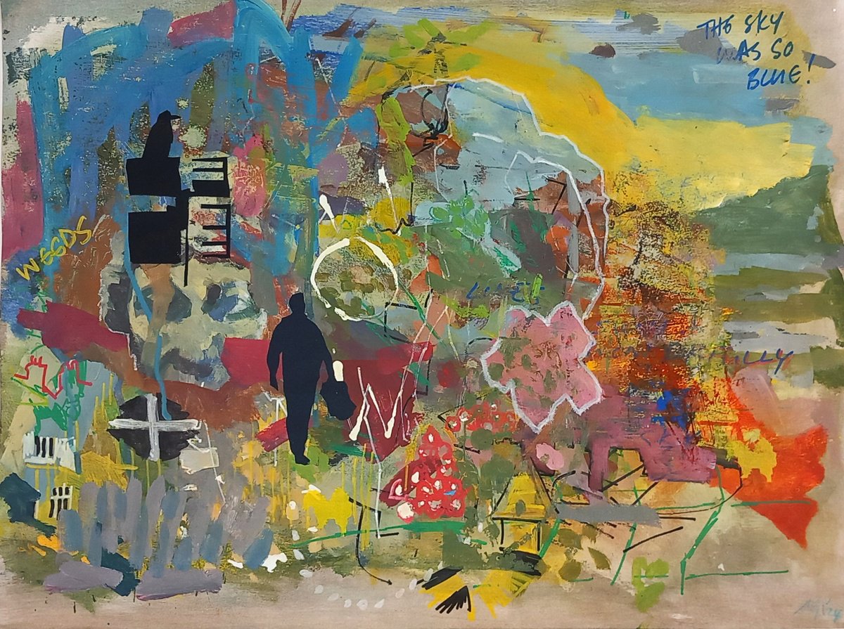 Expressive Landscape Acrylic Painting By Adam Grose Ma Pgce, 27 X 22, The Sky Was So Blue, Original Artwork