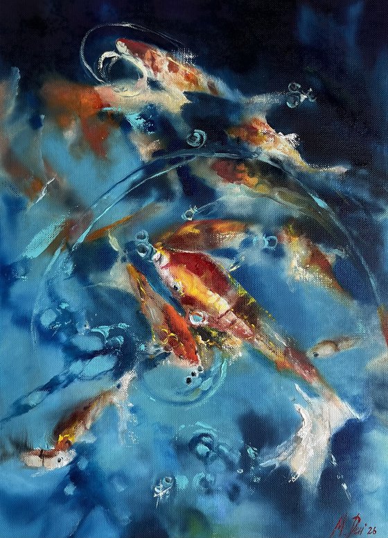 Orange Koi Fish Sunlight Water