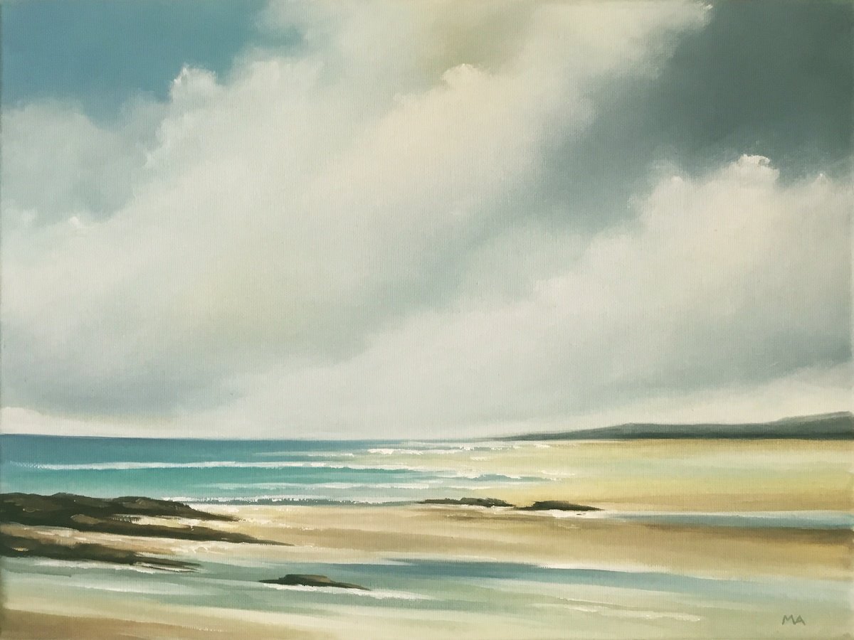 Expressive Landscape Oil Painting By Mullo Art, 16 X 12", Memories On Distant Shores, Original Artwork