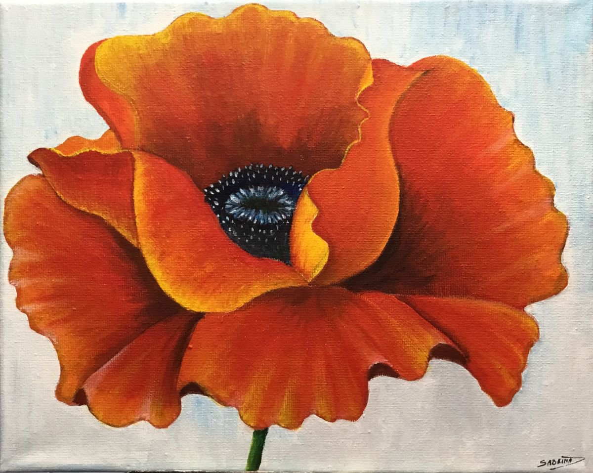Red Poppy Acrylic Painting By Sabrina's Art | Artfinder