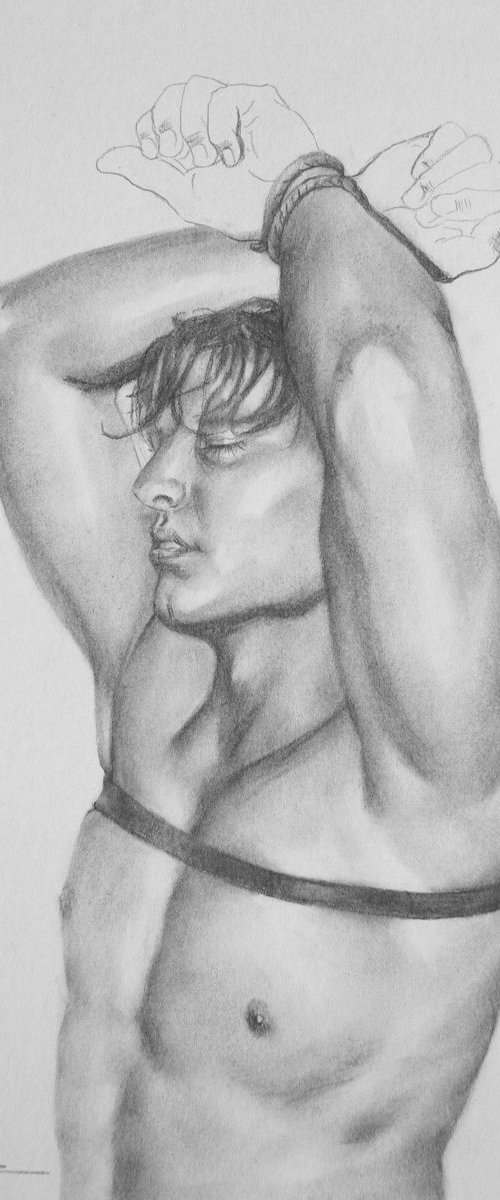 Drawing charcoal male nude #16-4-14 by Hongtao Huang