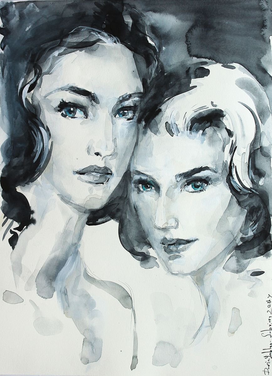 Two beautiful ladies 12x16 in 30x40cm by Daria Yablon-Soloviova
