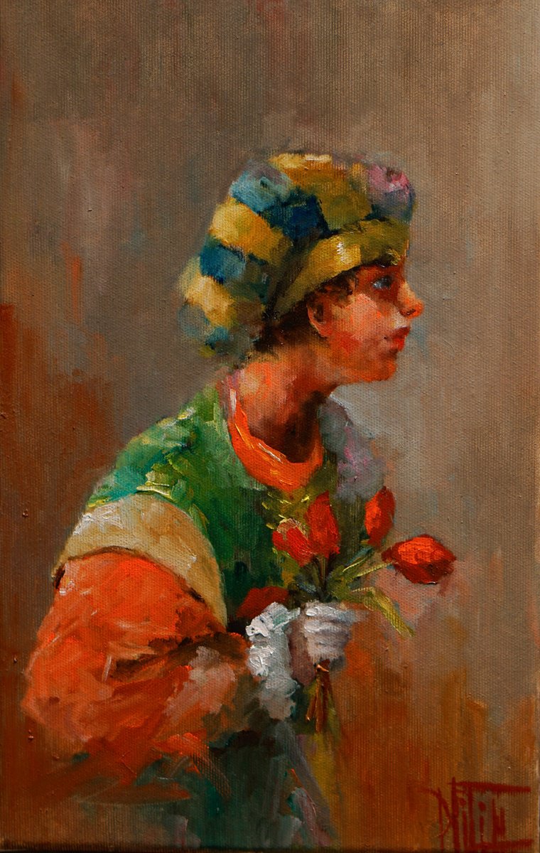 Impressionistic Portrait Oil Painting By Pavel Filin, 10 X 16", Street Vendors1, Original Artwork