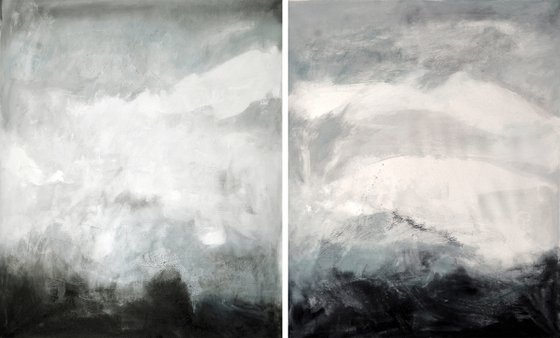 Visions in white, black and gray (Diptych)