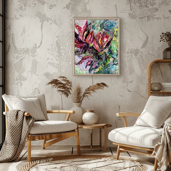 Tropical Jungle Impasto Art