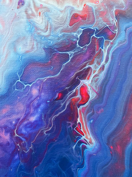 "Duality" - FREE USA SHIPPING - Original Abstract PMS Fluid Acrylic Painting - 16 x 20 inches