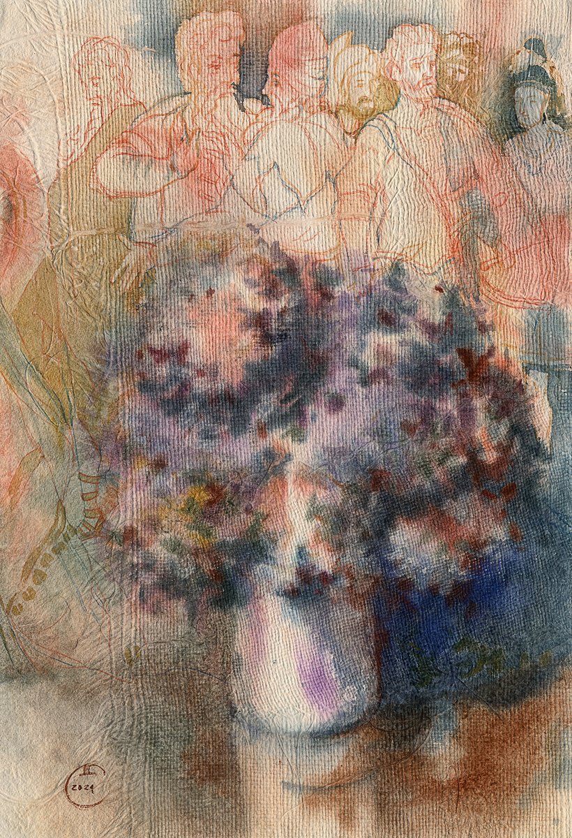 Impressionistic Still Life Watercolour By Tatyana Tokareva, 15 X 22", Bouquets Of Chenonceau Castle, Original Artwork