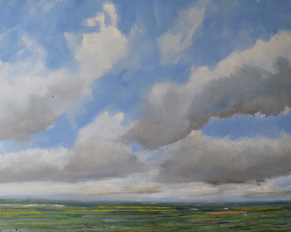 Impressionistic Landscape Oil Painting By Malcolm Ludvigsen, 30 X 24", Yorkshire Wolds, May 2, Original Artwork