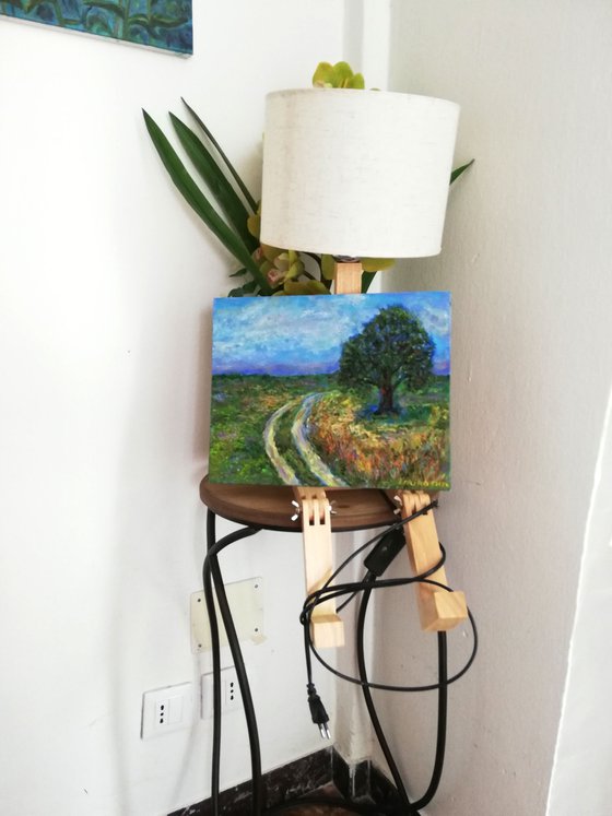 "The Country Road"  10x12 in. (24x30 cm) Tuscany Original Oil on Canvas Meadow Landscape Artwork