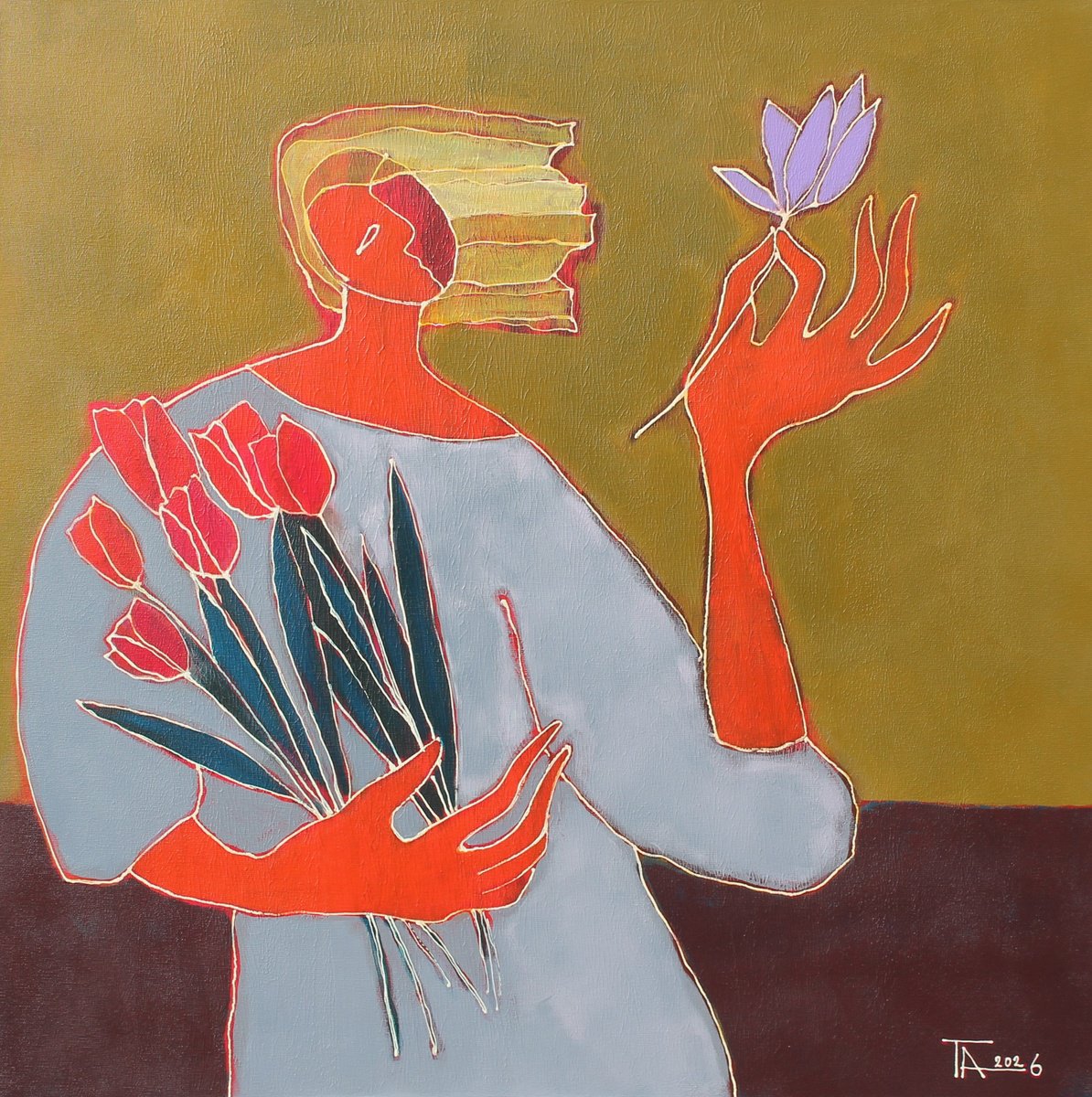 An Unsuitable Flower. By Tatjana Auschew, 31 X 31, Artwork For Sale On Artfinder