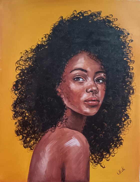 Afro Beauty - original oil portrait