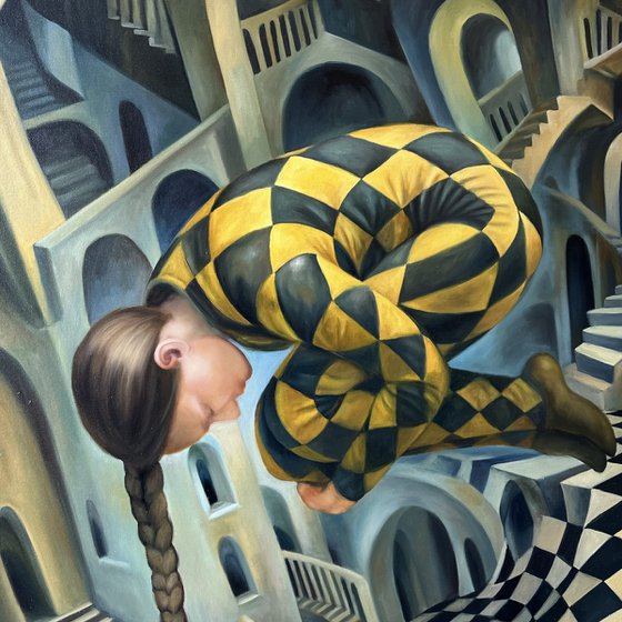 Original Oil Painting The Equilibrist Dream