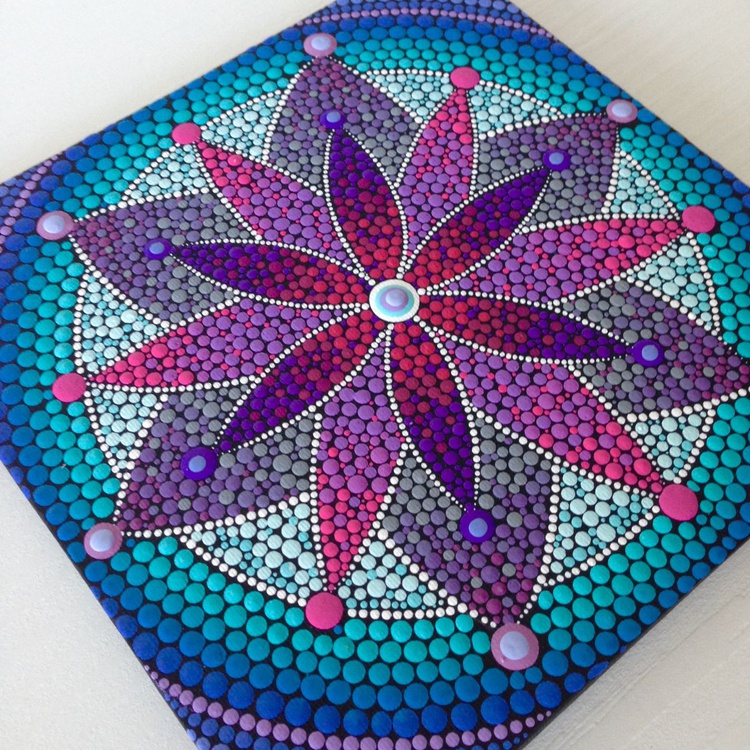 Purple Flower Mandala Dotart Mandala Painting O Artfinder