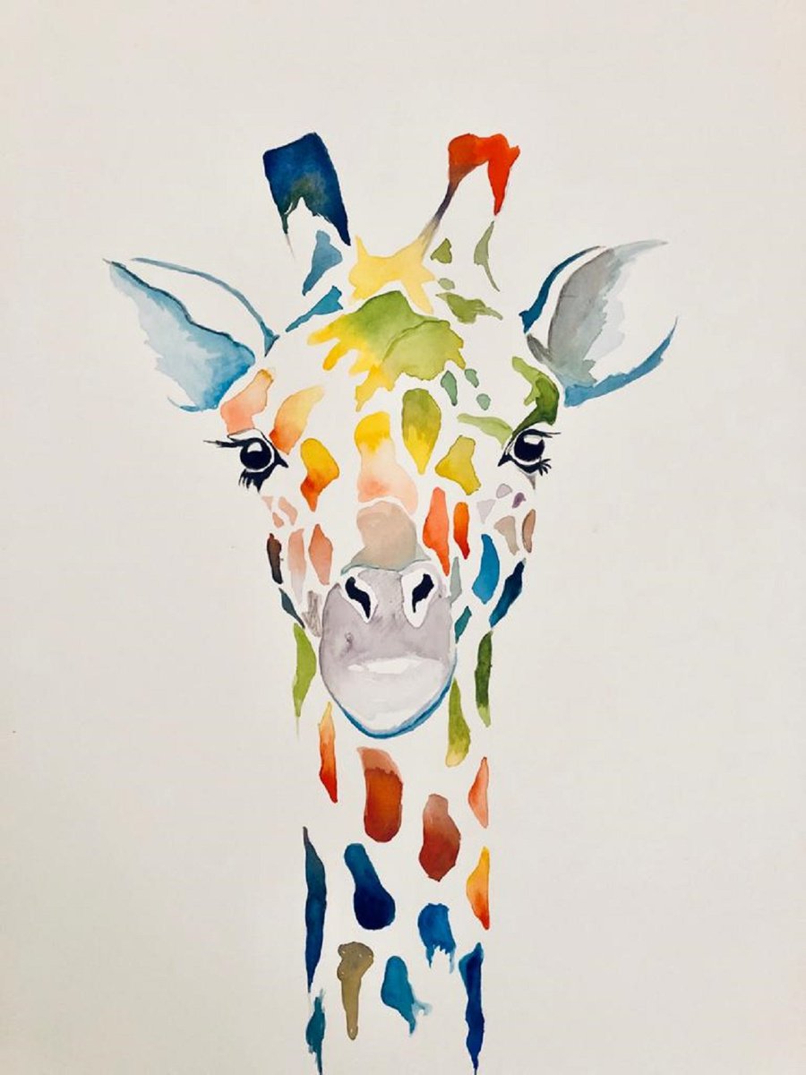 Expressive Animal Print By Shabs Beigh, 23 X 33", Giraffe - Limited Edition Print, Original Artwork