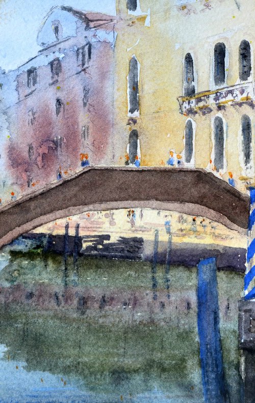 Venice Bridge Italy 26x36cm 2020 by Nenad Kojić watercolorist