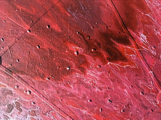 "Crimson Tide" - Original Abstract PMS Fluid Acrylic Painting - 24 x 12 inches