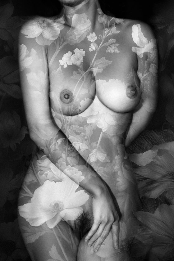Floral Embrace. Nude.