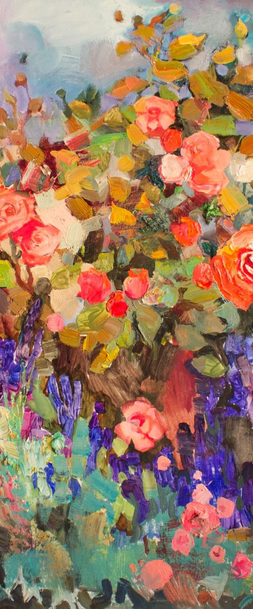 Scarlet rose in lavender by Anastasiia Grygorieva
