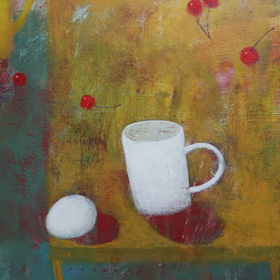 Breakfast With Alice: 50x50 cm acrylic on gallery wrapped canvas