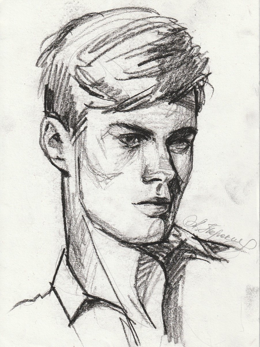 Portrait Charcoal Drawing By Anastasia Terskih, 6 X 8, Young Man, Original Artwork