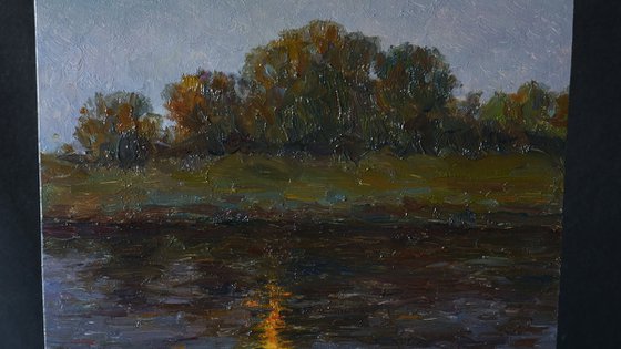 Twilight Over The Sosna River - river landscape painting