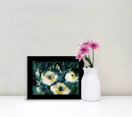 Tranquility Blooms 45 - Framed Highly Textured Floral Painting by Kathy Morton Stanion
