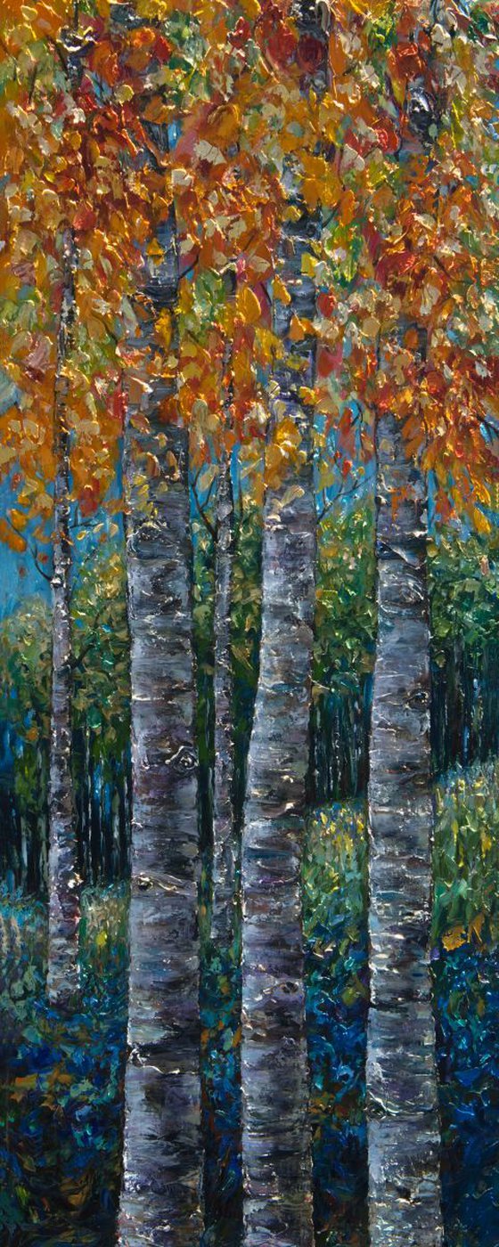 'Through The Aspen Trees'  (Diptych #2') Painting  on Wrapped Canvas  (Palette Knife)