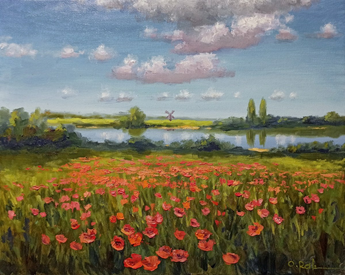 Impressionistic Landscape Oil Painting By Oleh Rak, 20 X 16", Before The Rain, Original Artwork