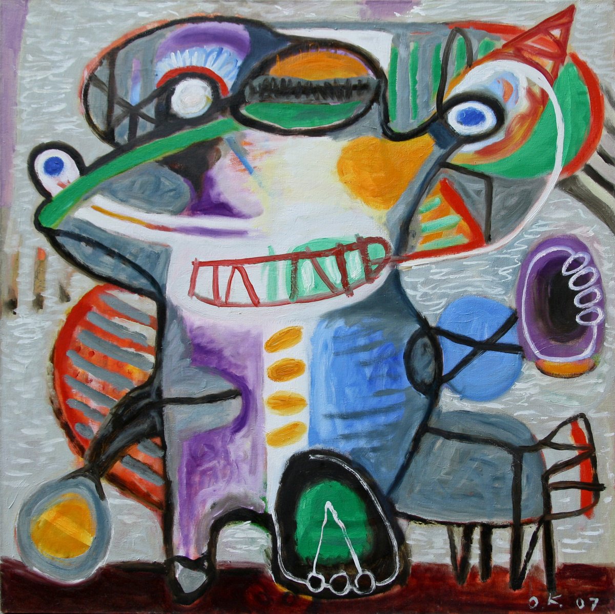 Expressive Abstract Oil Painting By Oleksandr Korol, 31 X 31", Toy, Original Artwork