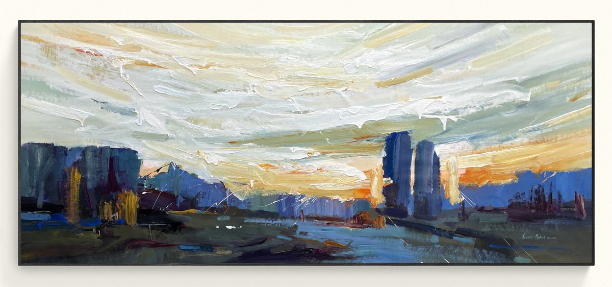 Abstract Landscape Acrylic Painting By Nazarii Medvid, 79 X 33", Depth Of Nature 250, Original Artwork