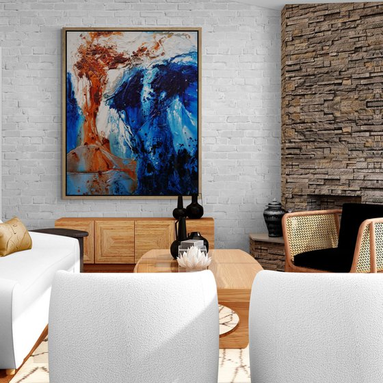 Oxide Landscape 120cm x 150cm Blue Oxide Textured Abstract Art