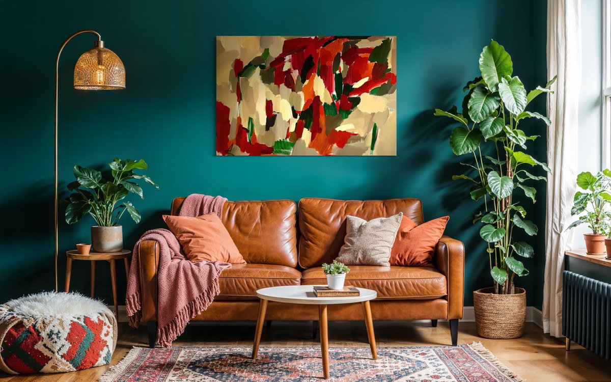 Abstract Acrylic Painting By Ana Saut, 57 X 38, Mood 7/Orange Acrylic Painting, Original Artwork