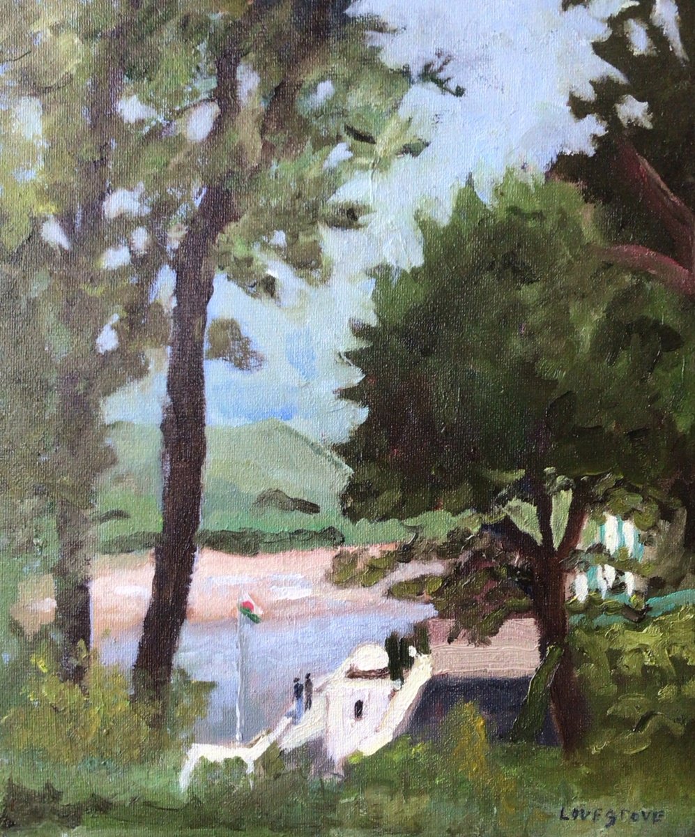 Impressionistic Landscape Oil Painting By Julian Lovegrove Art, 10 X 12", Estuary View, Portmeirion, Original Artwork