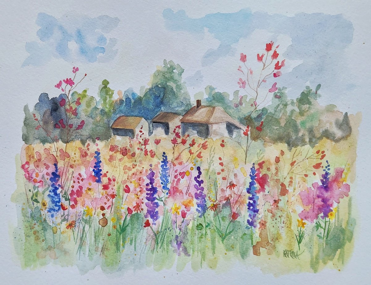 Impressionistic Landscape Watercolour By Katrina Case, 12 X 9", Welcome Home, Original Artwork