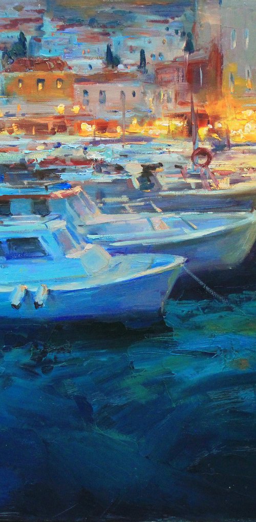 Yachts in harbor by Sergei Chernyakovsky