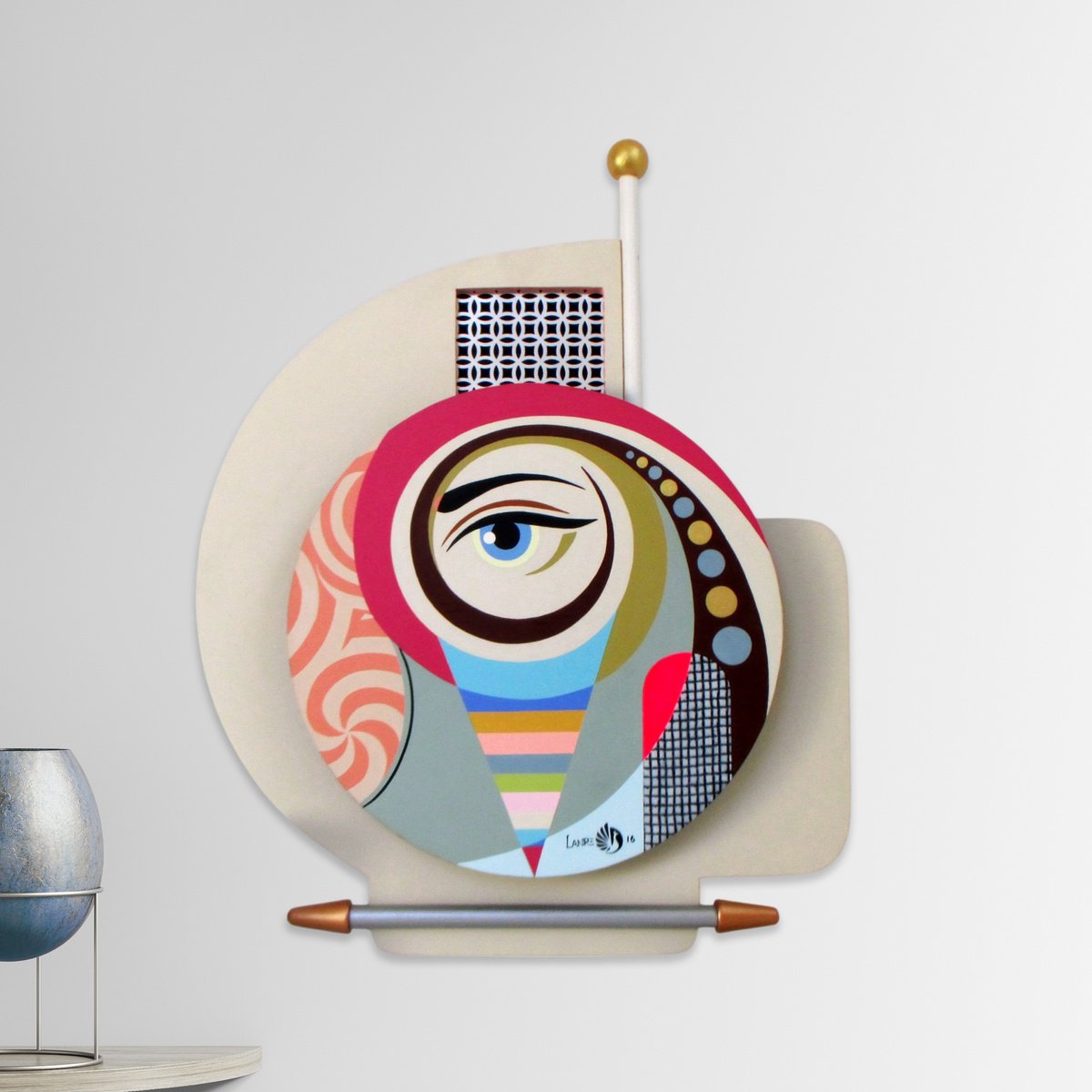 Urban And Pop Abstract Wood Sculpture By Lanre Adefioye, 22 X 27", Hope, Original Artwork